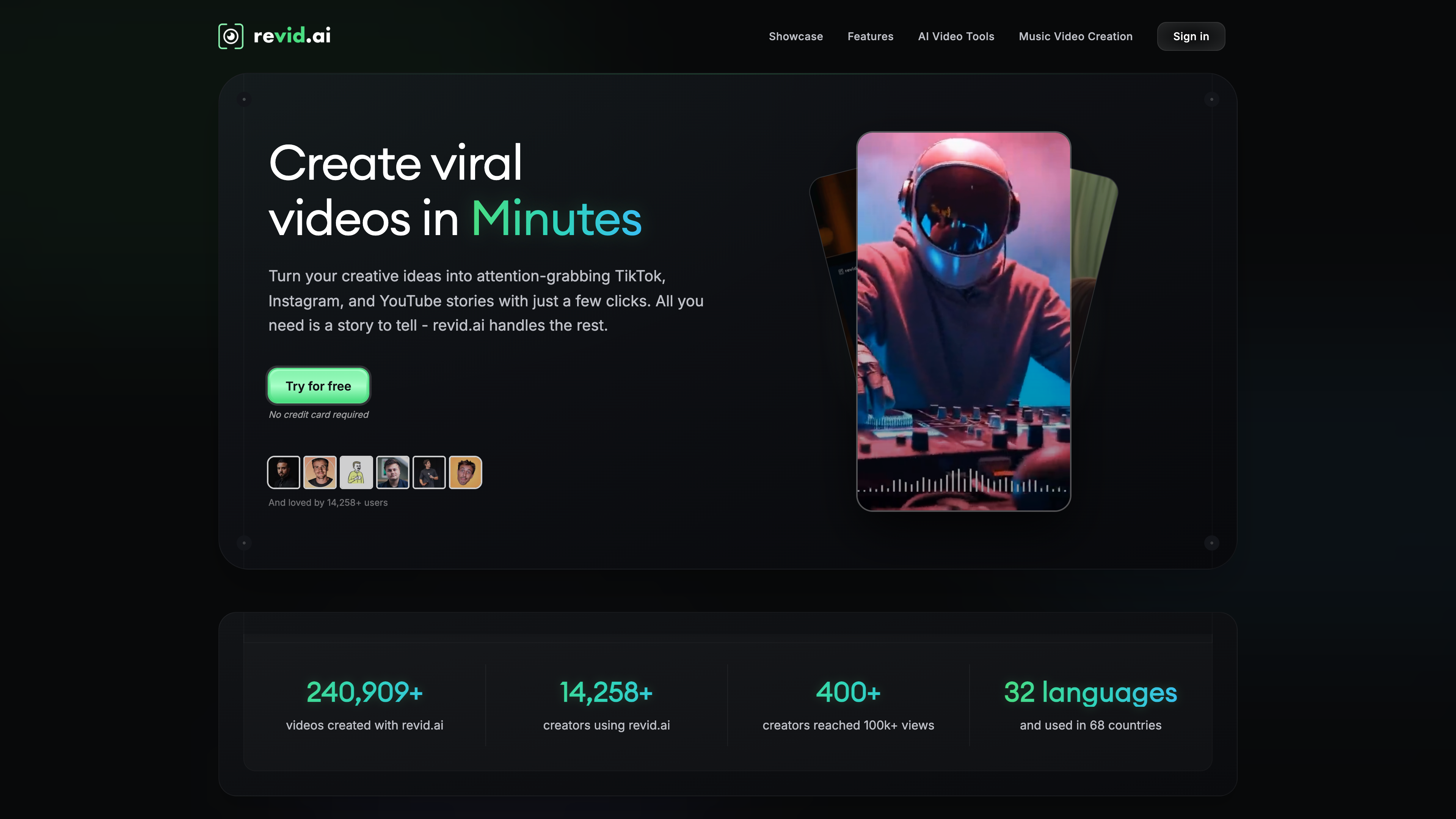 Revid.ai website screenshot